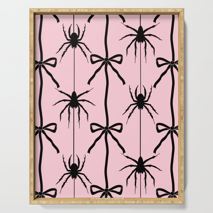 Spider and Bows on Pink Serving Tray Gallery Image 1