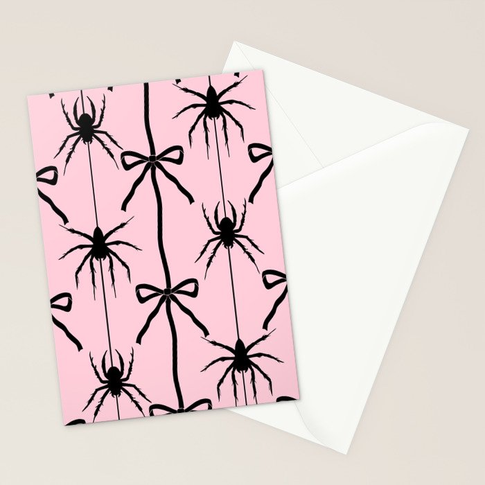 Spider and Bows on Pink Stationery Card Gallery Image 2