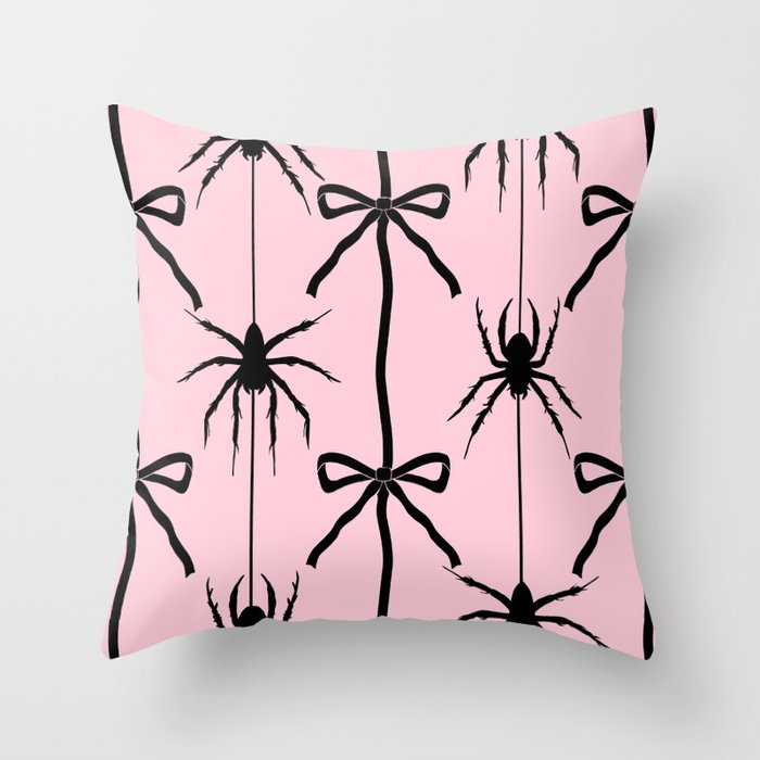 Spider and Bows on Pink Throw Pillow Gallery Image 6