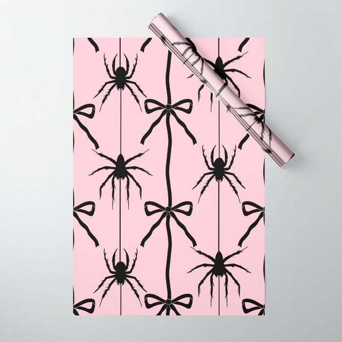 Spider and Bows on Pink Wrapping Paper Gallery Image 1