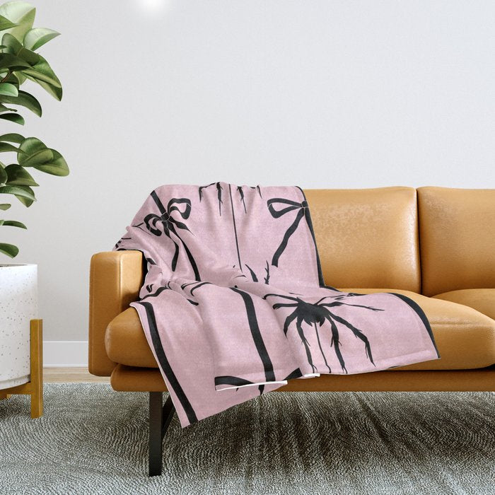 Spider and Bows on Pink Throw Blanket Gallery Image 1