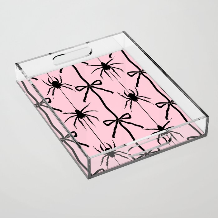 Spider and Bows on Pink Acrylic Tray Gallery Image 1