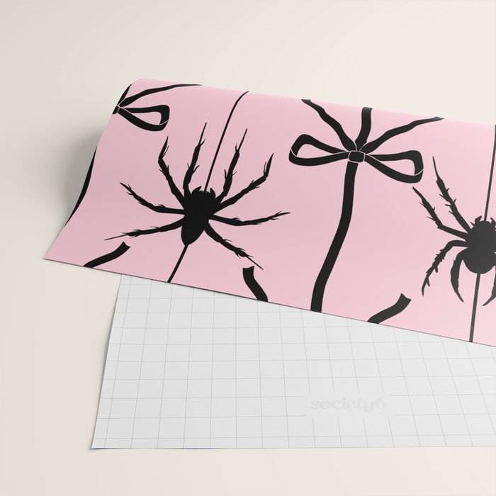 Spider and Bows on Pink Wrapping Paper Gallery Image 2