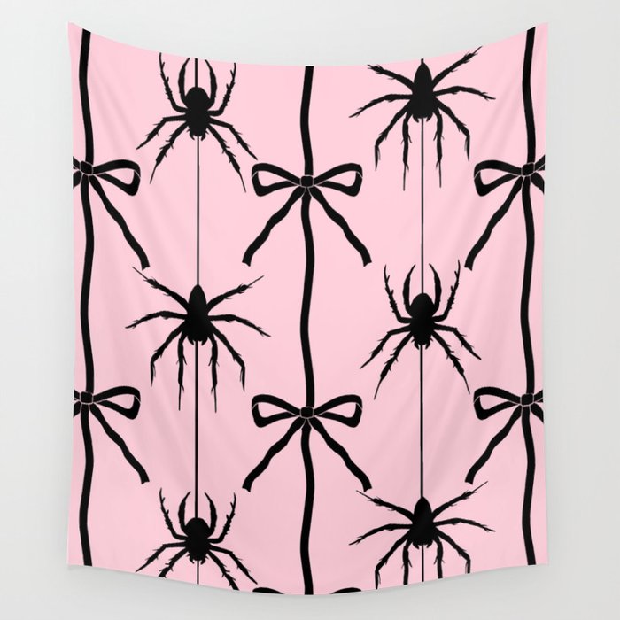 Spider and Bows on Pink Wall Tapestry Gallery Image 4