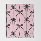 Spider and Bows on Pink Throw Blanket Gallery Image 2