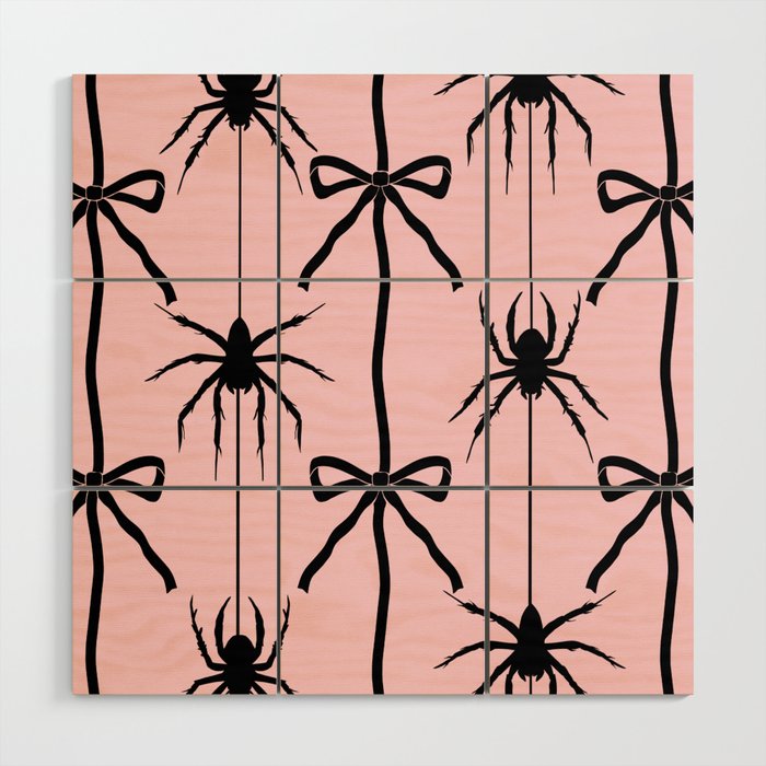 Spider and Bows on Pink Wood Wall Art Gallery Image 1