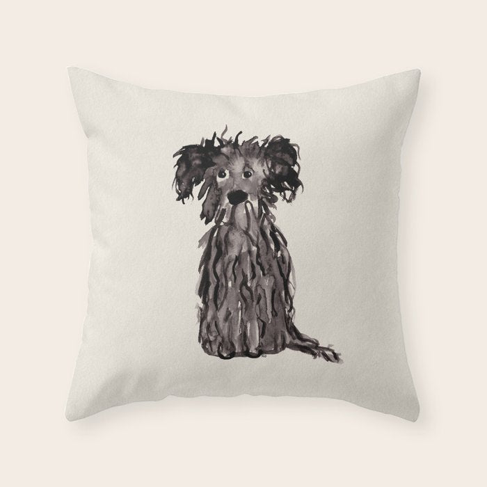 A scruffy little dog watercolor painting  Throw Pillow Gallery Image 6