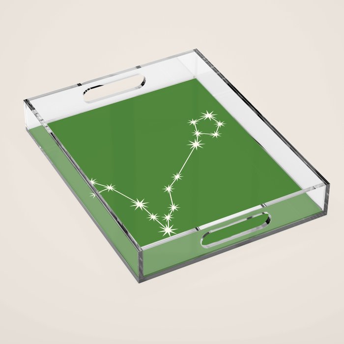 Pisces Zodiac Star Constellation Line Art Kelly Green Acrylic Tray Gallery Image 1