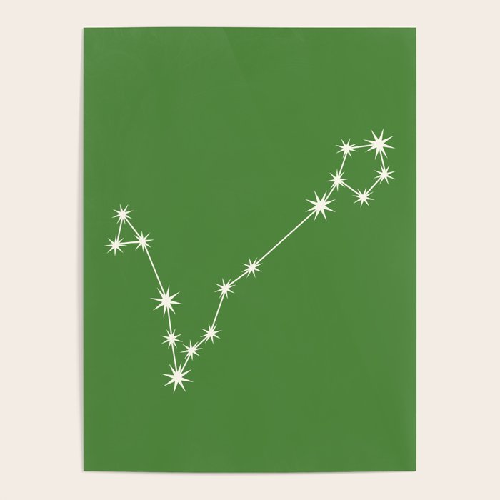 Pisces Zodiac Star Constellation Line Art Kelly Green Poster Gallery Image 4
