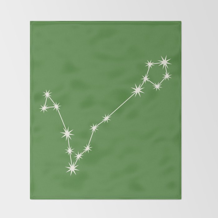 Pisces Zodiac Star Constellation Line Art Kelly Green Throw Blanket Gallery Image 2