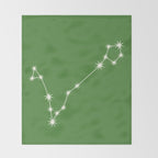 Pisces Zodiac Star Constellation Line Art Kelly Green Throw Blanket Gallery Image 2