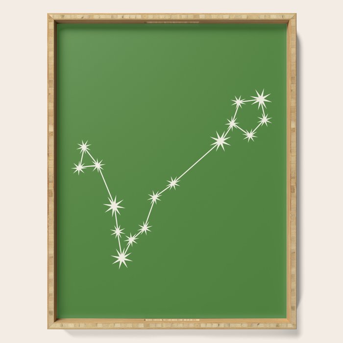 Pisces Zodiac Star Constellation Line Art Kelly Green Serving Tray Gallery Image 1