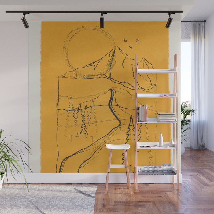 Minimalist Mountains 3 Wall Mural Gallery Image 1