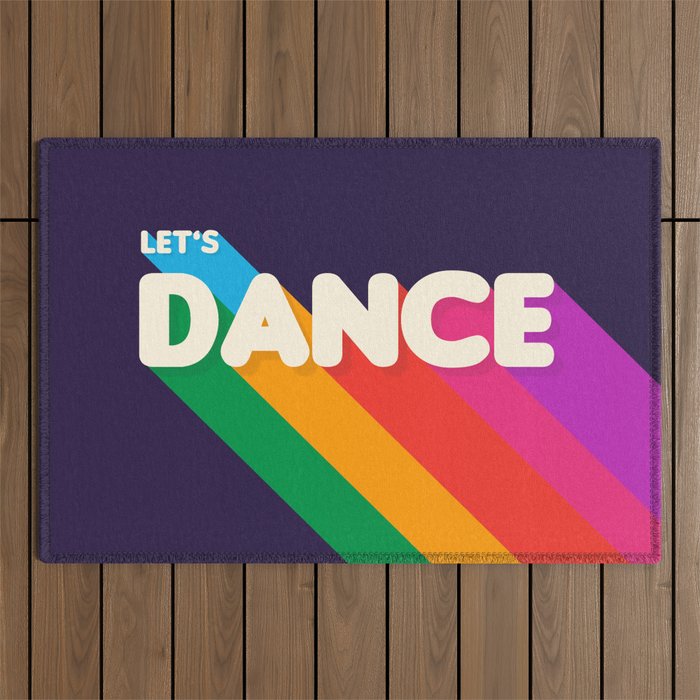 RAINBOW DANCE TYPOGRAPHY- let's dance Outdoor Rug Gallery Image 1