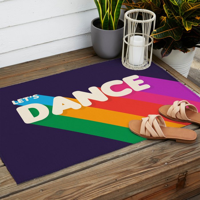 RAINBOW DANCE TYPOGRAPHY- let's dance Outdoor Rug Gallery Image 2
