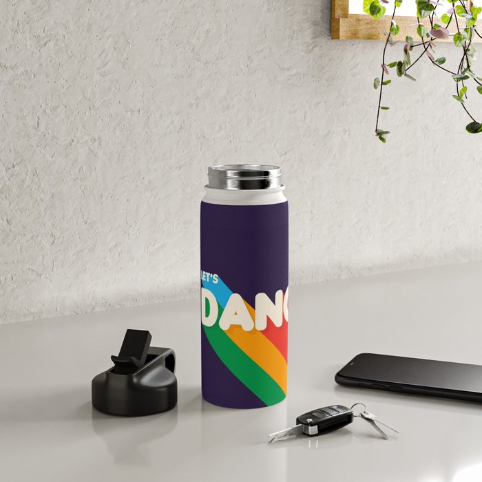 RAINBOW DANCE TYPOGRAPHY- let's dance Water Bottle Gallery Image 4