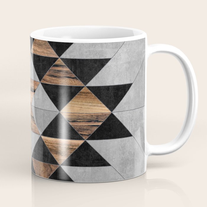 Urban Tribal Pattern No.10 - Aztec - Concrete and Wood Coffee Mug Gallery Image 1