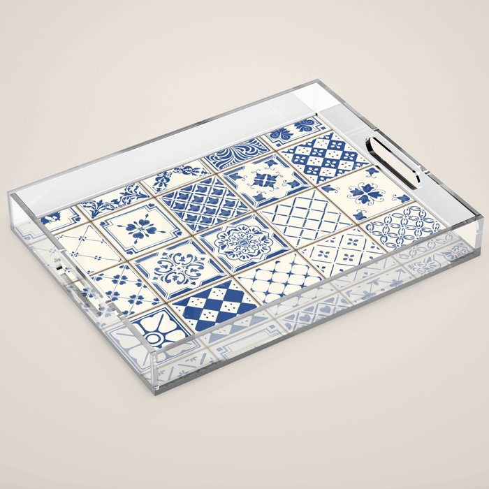 Blue Ceramic Tiles Acrylic Tray Gallery Image 1