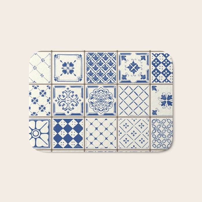 Blue Ceramic Tiles Bath Mat Gallery Image 1