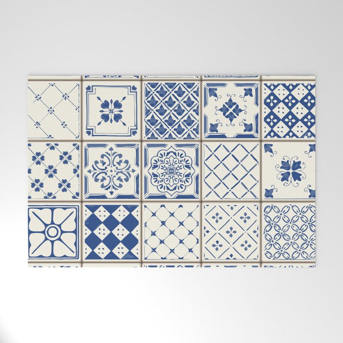Blue Ceramic Tiles Welcome Mat Gallery Image 1