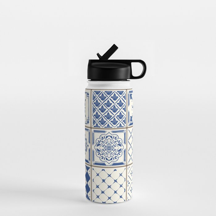 Blue Ceramic Tiles Water Bottle Gallery Image 1