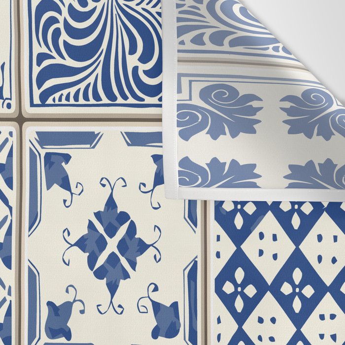 Blue Ceramic Tiles Wall Tapestry Gallery Image 3