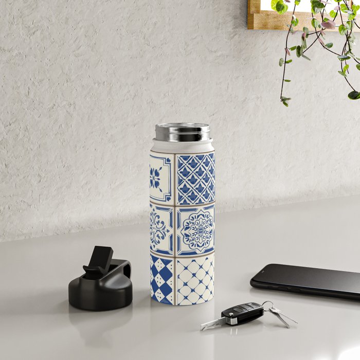 Blue Ceramic Tiles Water Bottle Gallery Image 5