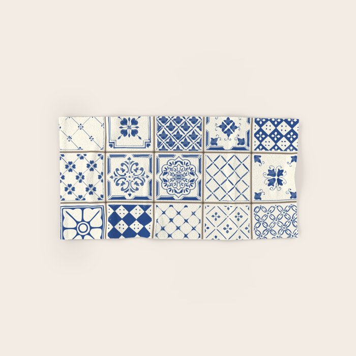 Blue Ceramic Tiles Bath Towel Gallery Image 1