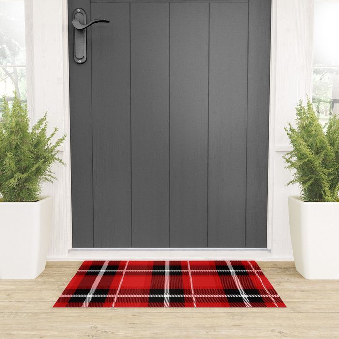 Red + Black Plaid Welcome Mat Gallery Image 3