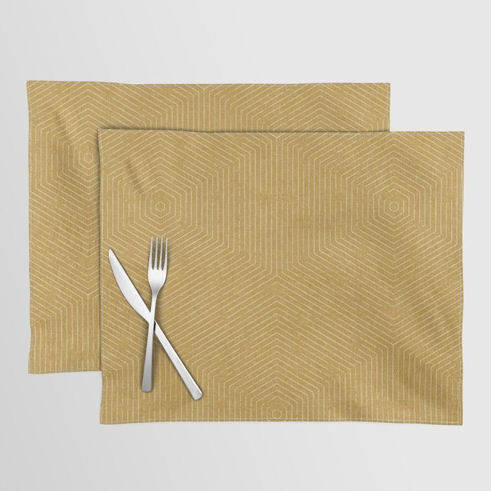 boho hexagon stripes - mustard Placemat Gallery Image 1