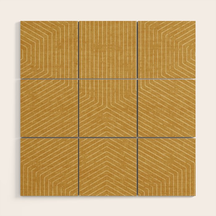 boho hexagon stripes - mustard Wood Wall Art Gallery Image 1