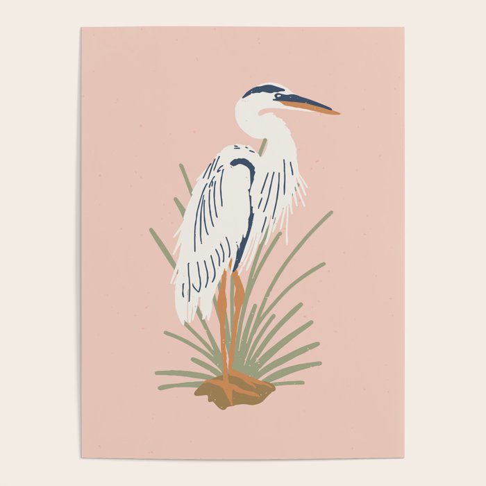 Coastal Cranes Peachy Pink Poster Gallery Image 4