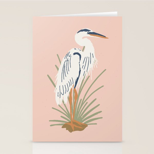 Coastal Cranes Peachy Pink Stationery Card Gallery Image 1