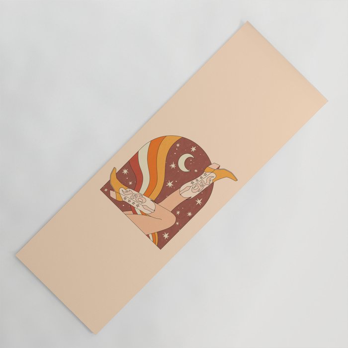 Neutral 70s Western Boots Yoga Mat Gallery Image 1