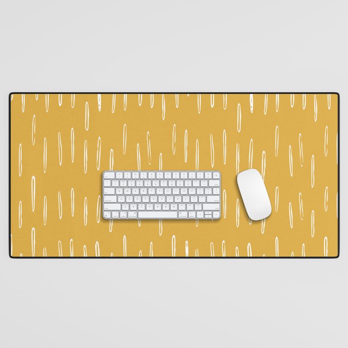 Raindrop Abstract Boho Pattern, Yellow Desk Mat Gallery Image 1