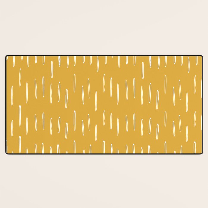 Raindrop Abstract Boho Pattern, Yellow Desk Mat Gallery Image 3
