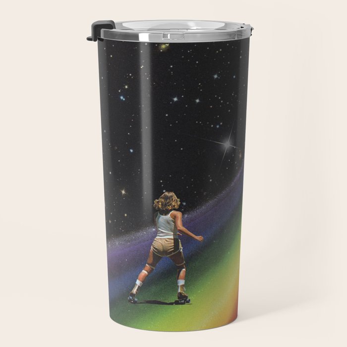Retro Cosmic Rainbow Roller Skating Travel Mug Gallery Image 3