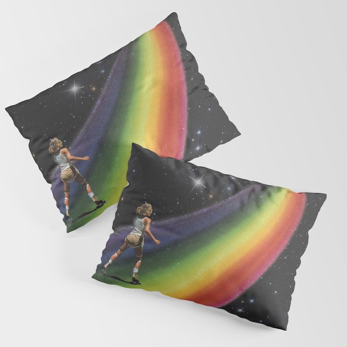 Retro Cosmic Rainbow Roller Skating Pillow Sham Gallery Image 1