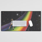 Retro Cosmic Rainbow Roller Skating Desk Mat Gallery Image 1
