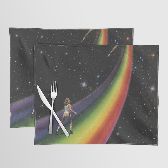 Retro Cosmic Rainbow Roller Skating Placemat Gallery Image 1