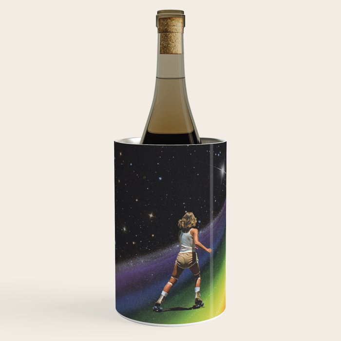 Retro Cosmic Rainbow Roller Skating Wine Chiller Gallery Image 2