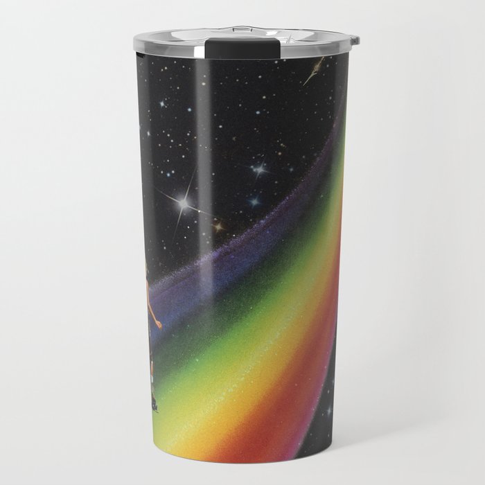 Retro Cosmic Rainbow Roller Skating Travel Mug Gallery Image 1