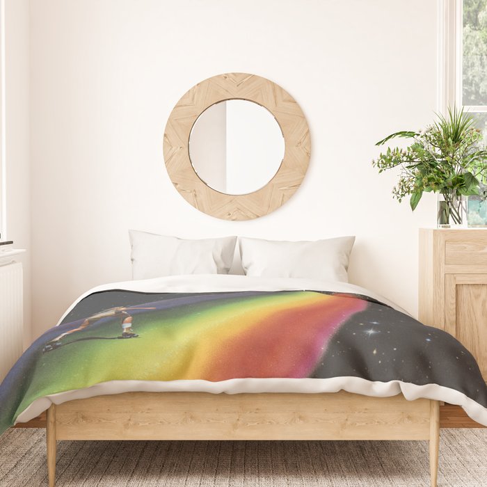 Retro Cosmic Rainbow Roller Skating Duvet Cover Gallery Image 3