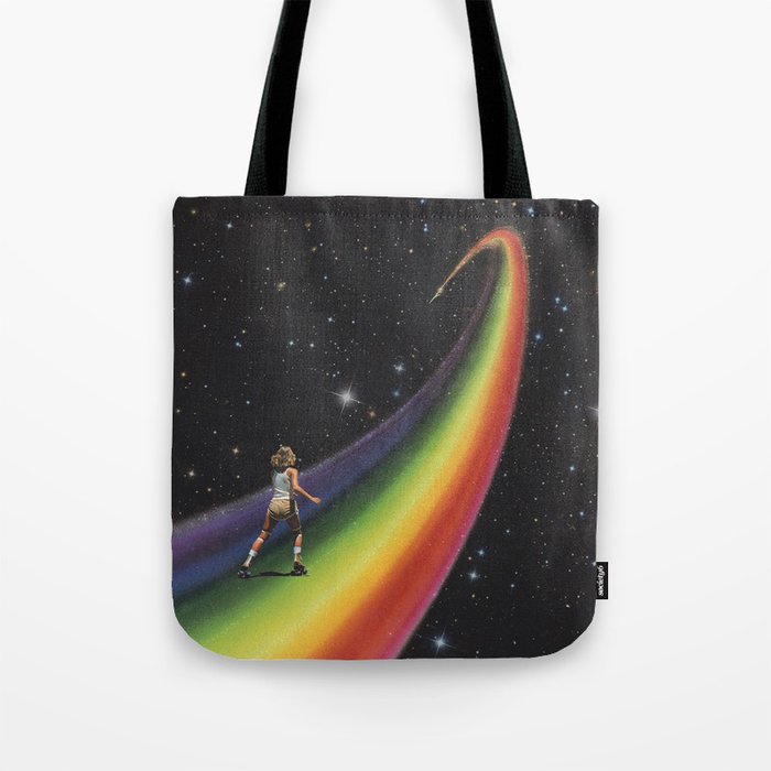 Retro Cosmic Rainbow Roller Skating Tote Bag Gallery Image 1