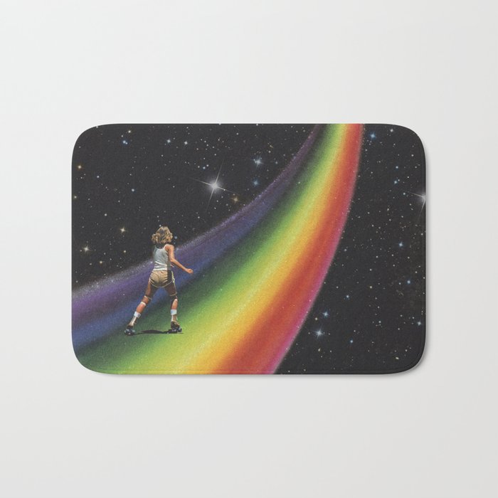 Retro Cosmic Rainbow Roller Skating Bath Mat Gallery Image 1