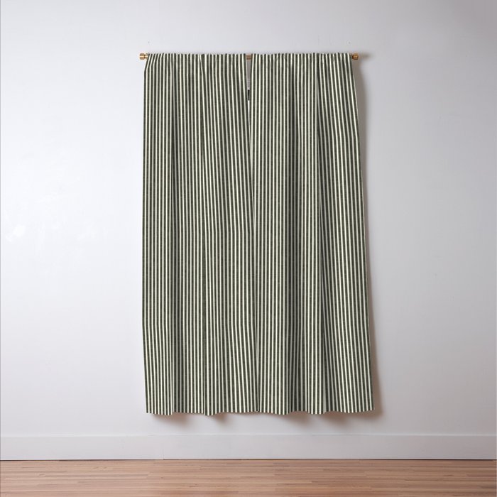 linen textured stripes - olive green Window Curtain Gallery Image 3