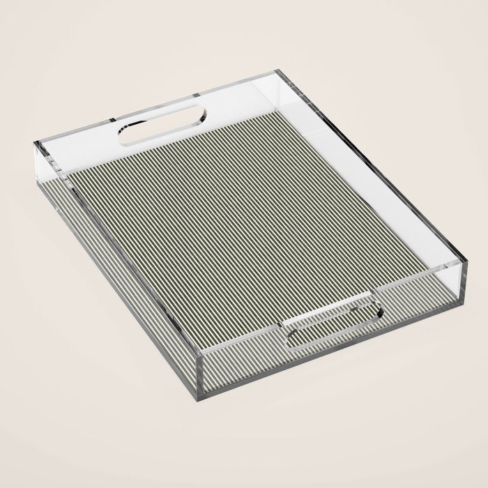 linen textured stripes - olive green Acrylic Tray Gallery Image 1