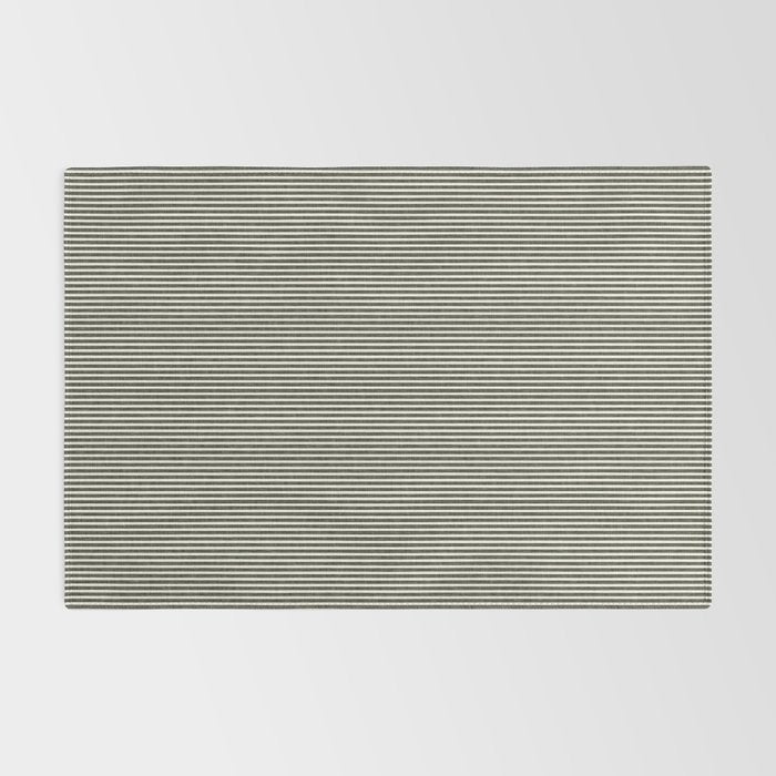 linen textured stripes - olive green Rug Gallery Image 2