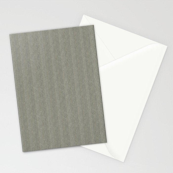 linen textured stripes - olive green Stationery Card Gallery Image 2