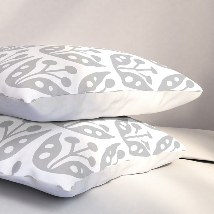 Mid Century Flower Pattern Gray Pillow Sham Gallery Image 3